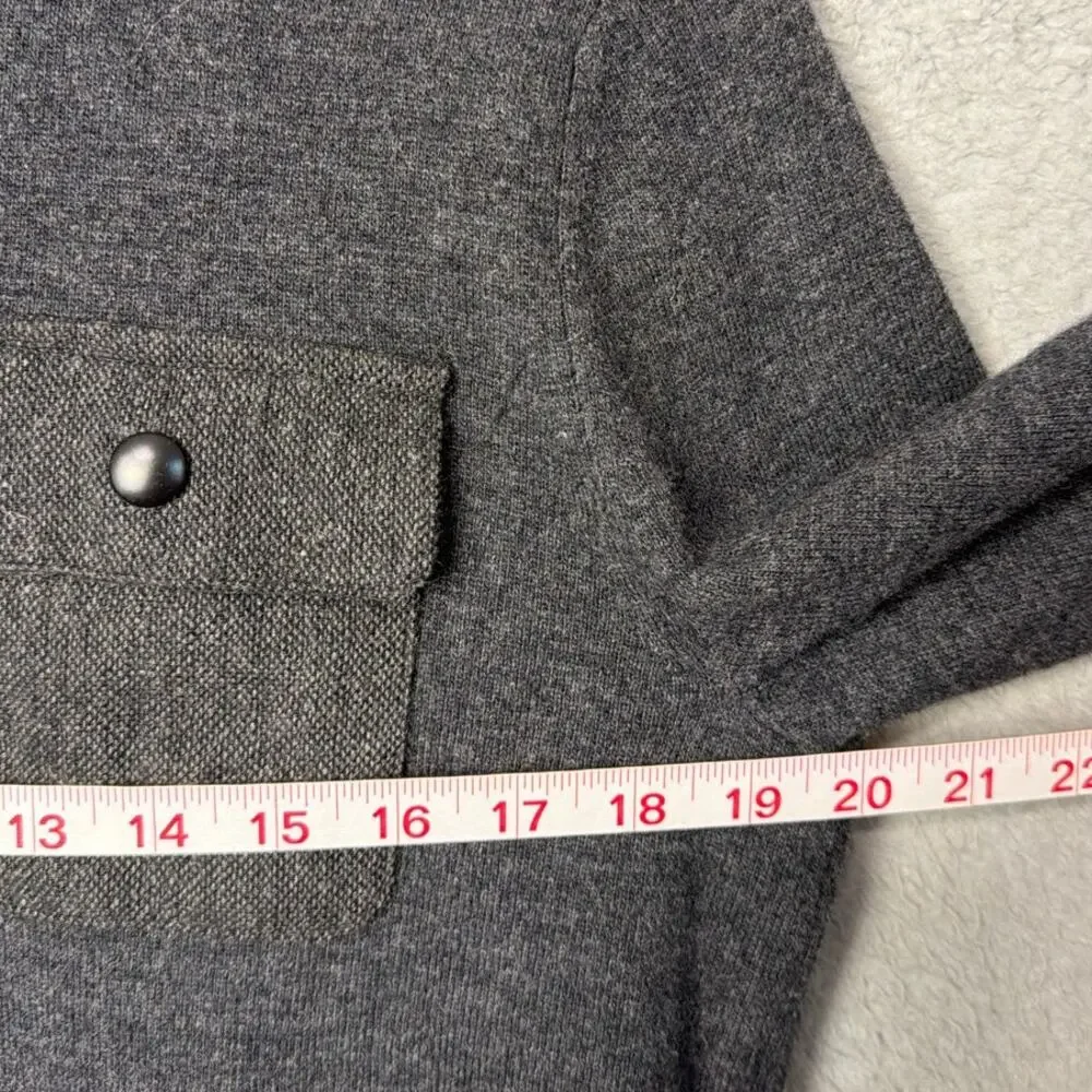 Banana Republic Mens 1/4 Snap Sweater Italian Merino Wool Gray Minimalist Preppy